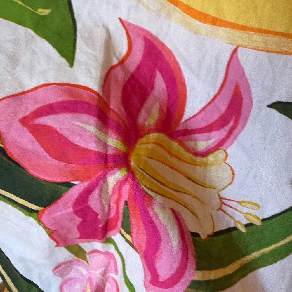 Farm Rio Talita Floral Puff Sleeve Mini Dress Orange Button Front XS NEW - Picture 9 of 14